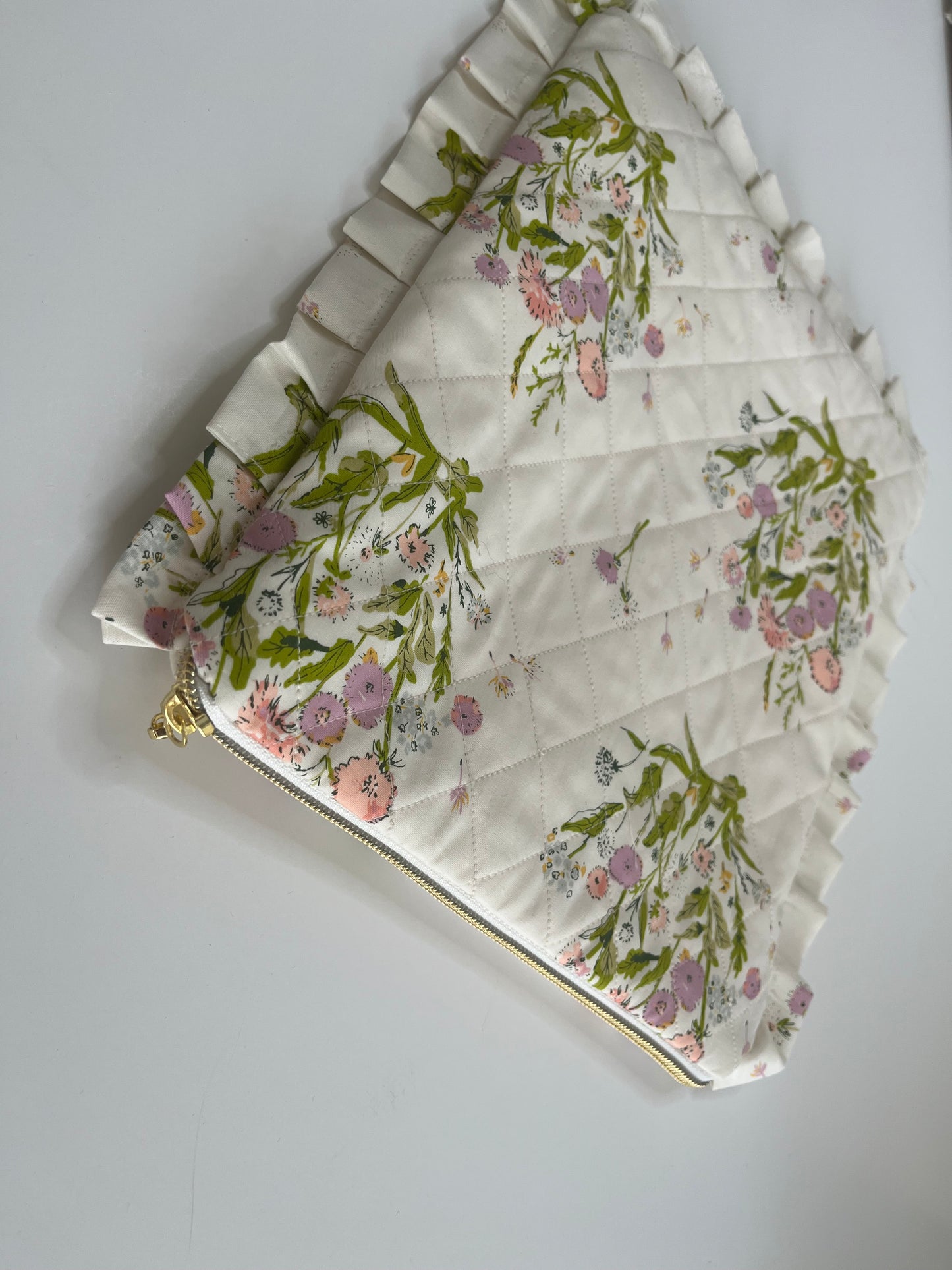 Floral cotton ruffle iPad case